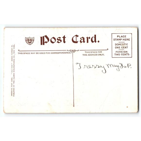 Vintage 1907 Santa Claus Moon Stars Christmas Postcard by Ullman Mfg Co - Picture 2 of 2